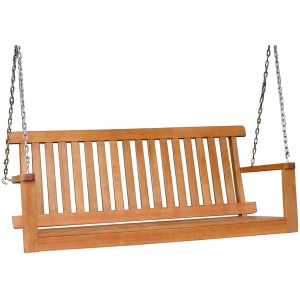 Hänge- und Gartenbank Columbia, 2-Sitzer aus Eukalyptusholz mit Kettenaufhängung.