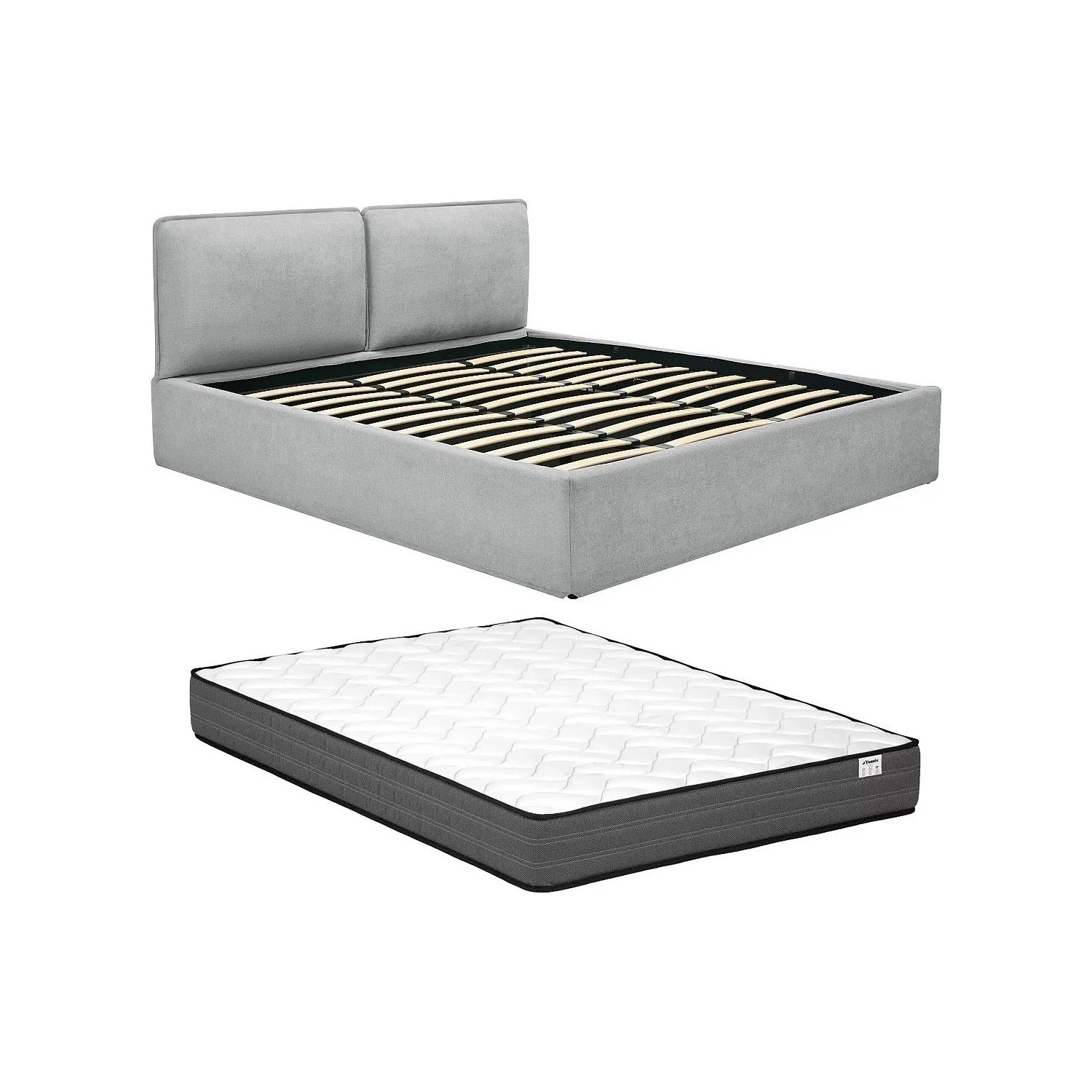 Vente-unique Bett Mit Bettkasten Tenese Hellgrau 193 cm