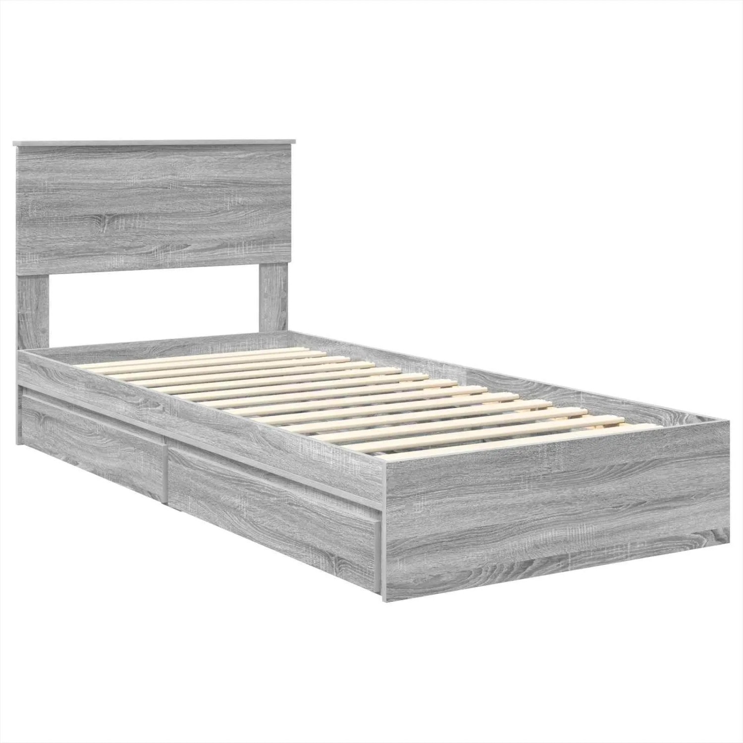 vidaXL Stauraumbett Grau Sonoma 90 x 200 cm Holzwerkstoff 3408506 günstig online kaufen