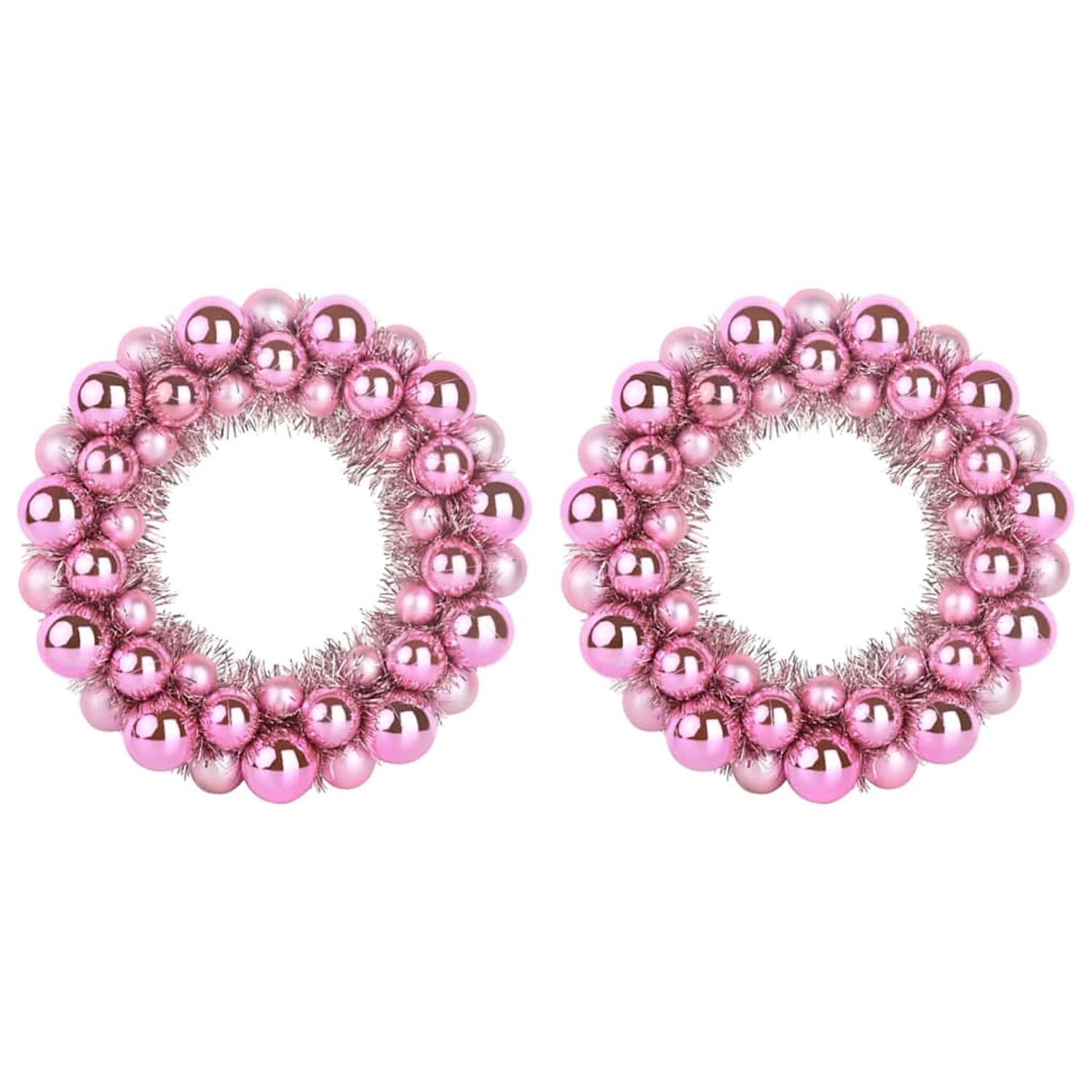 vidaXL Weihnachtsballkränze 2 Stk Rosa 33 x 33 x 7 cm Polystyrol 42019679