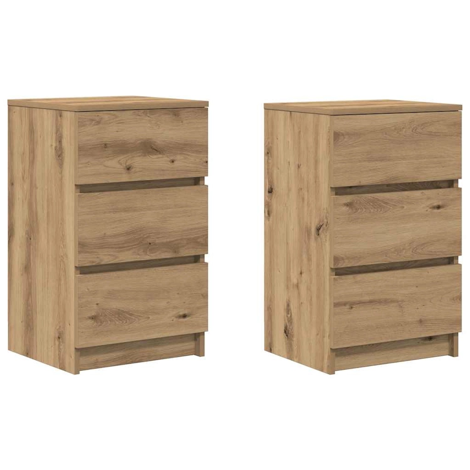 vidaXL Nachttische mit 3 Schubladen 2 Stk, Artisan-Eiche 39x35x65 cm 861354