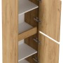 Posseik Bad Hochschrank Limes, Eiche Gold, 112cm, mit offenen Türen und Einlegeböden.