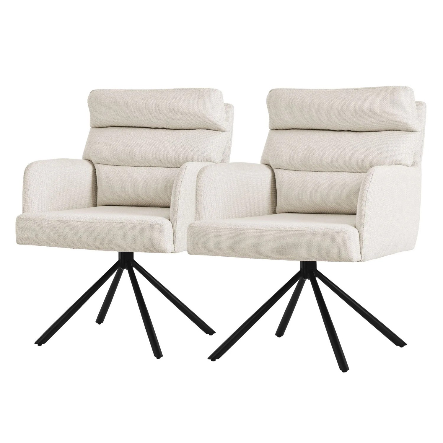 ML-Design Esszimmerstühle drehbar 2er Set Beige Stoffbezug Armlehnen