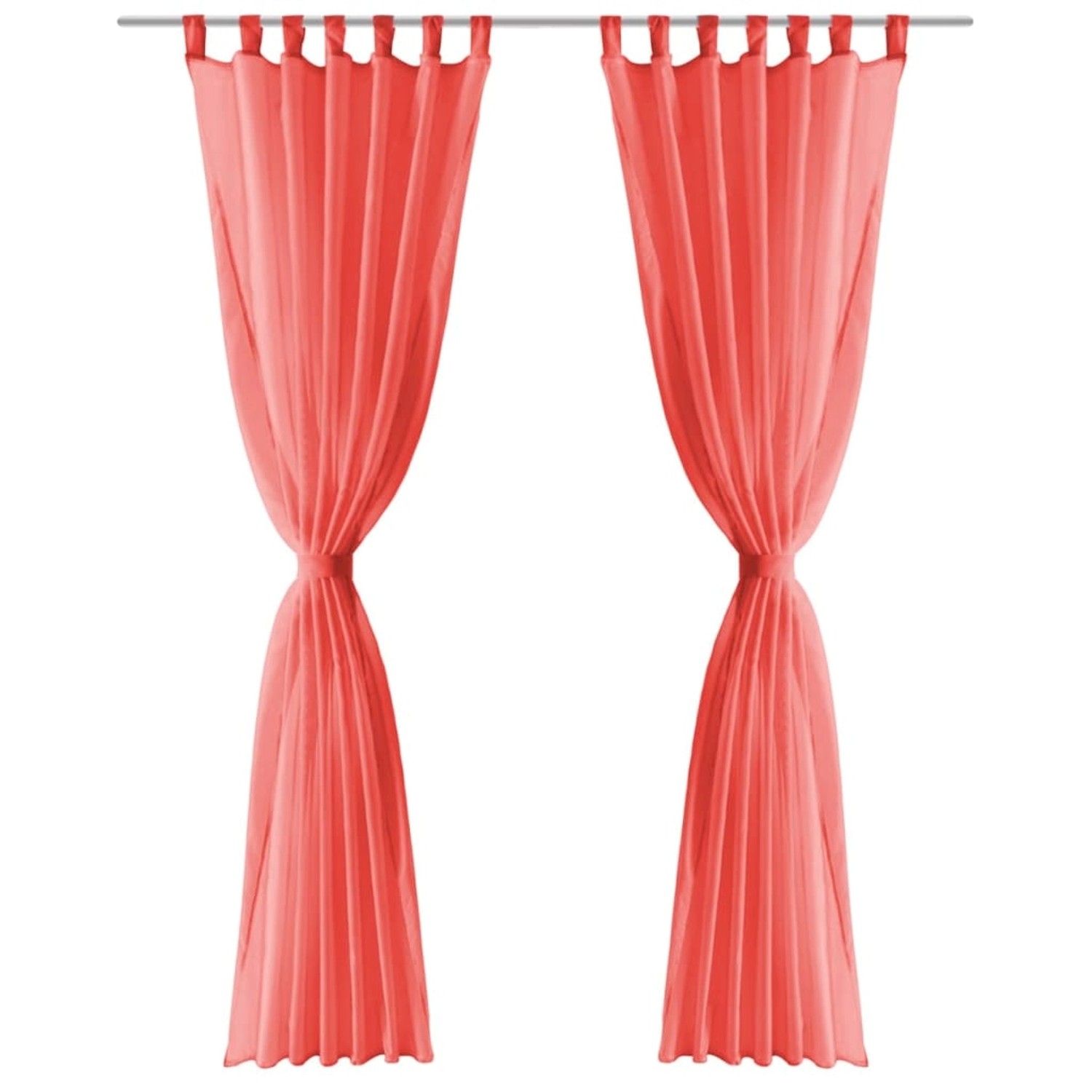 Voile-gardinen 2 Stk. 140 X 225 Cm Rot günstig online kaufen