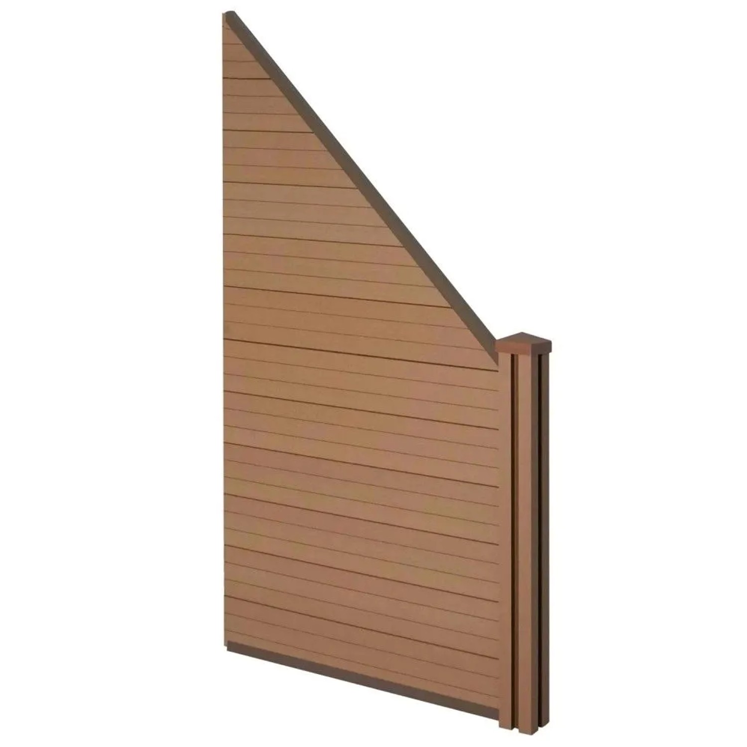 MCW WPC-Sichtschutz Savoie Windschutz Zaun WPC-Pfosten - Erweiterungselement Schräg Rechts 0,98m Teak