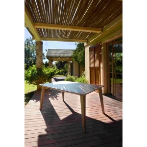 Allibert Lima Gartentisch in Cappuccino, wetterfest, für Outdoor-Bereich. Esstisch für Gartenmöbel.