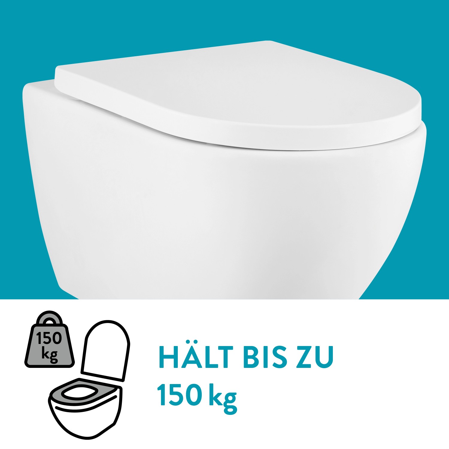 Weißes, spülrandloses baliv Wand-WC-Set Newcastle mit Soft-Close-Sitz.