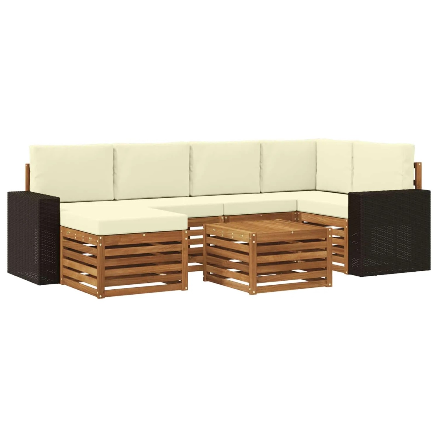 vidaXL Ecksofa Set mit Kissen 7 Stk Natur und Creme 3384601