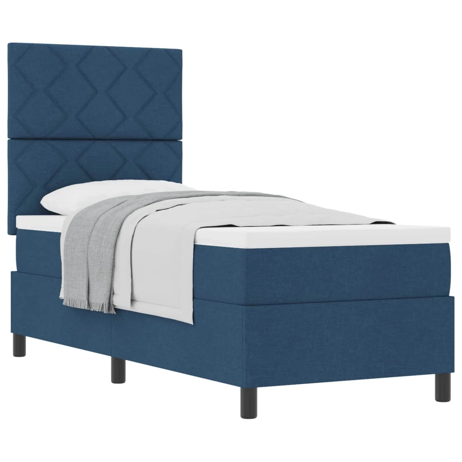 vidaXL Boxspringbett mit Matratze mit Kopfteil Blau 80 x 200 cm Stoff 3339426