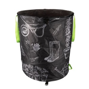 Windhager Garten Pop-up Bag 180 l mit Gartenmotiven, selbststehend und platzsparend.