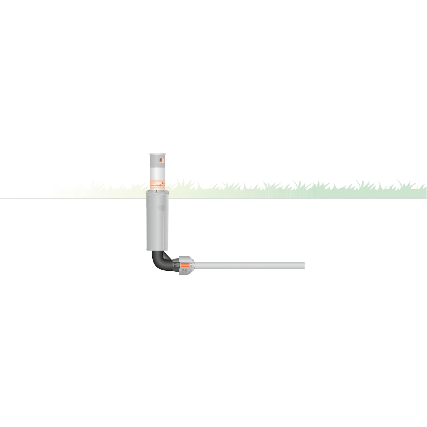 Gardena L-Stück 25 mm x 19 mm für Sprinkler-Systeme, zur Verbindung von Regnern am Rohrende.