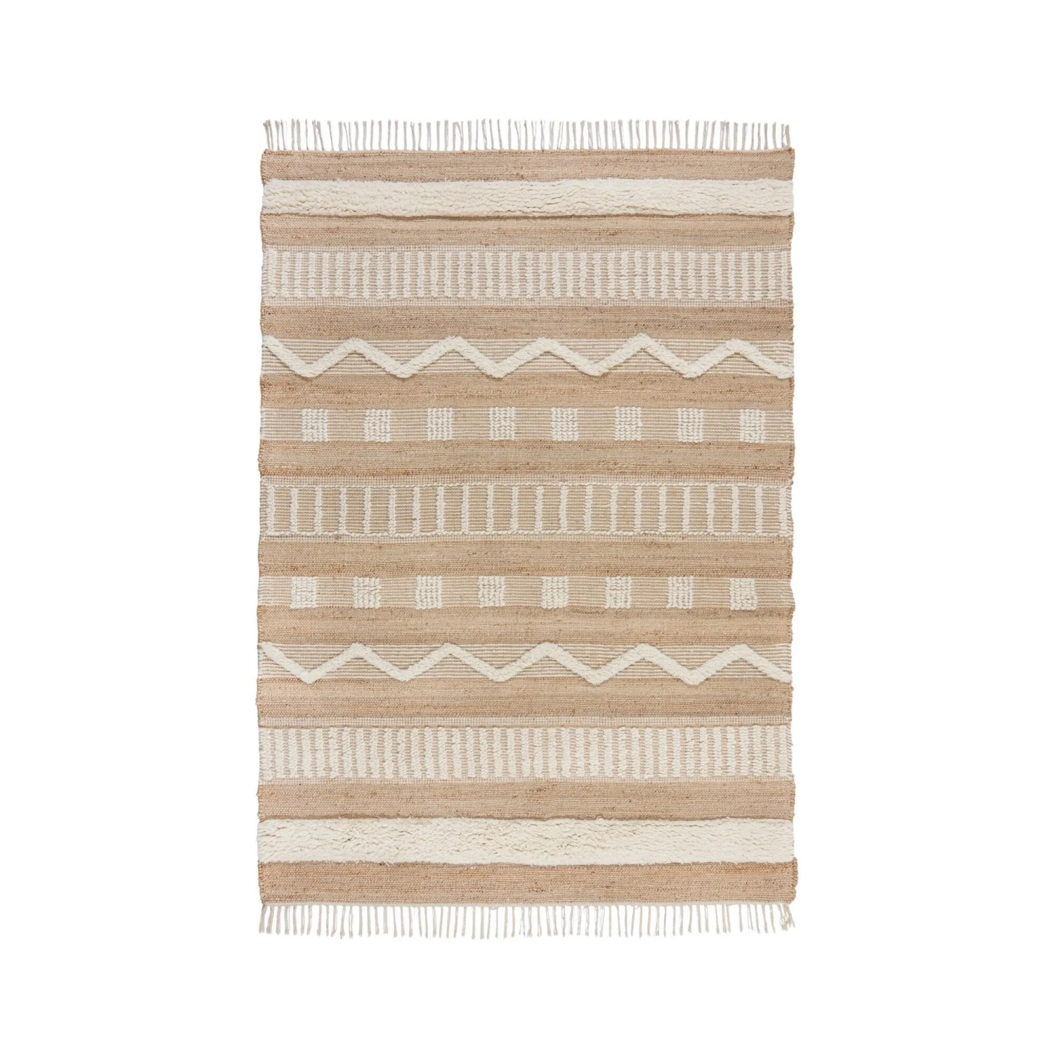 Flair Rugs Hochflorteppich Medina Jute 160 cm x 230 cm Elfenbein