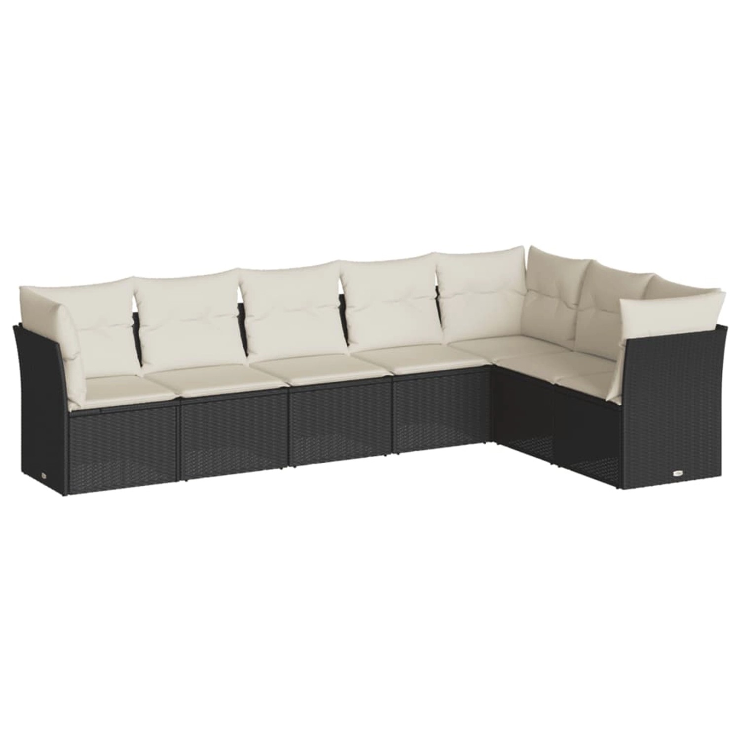 vidaXL 7-Tlg Garten-Sofagarnitur mit Kissen Schwarz Poly Rattan 3249575 günstig online kaufen