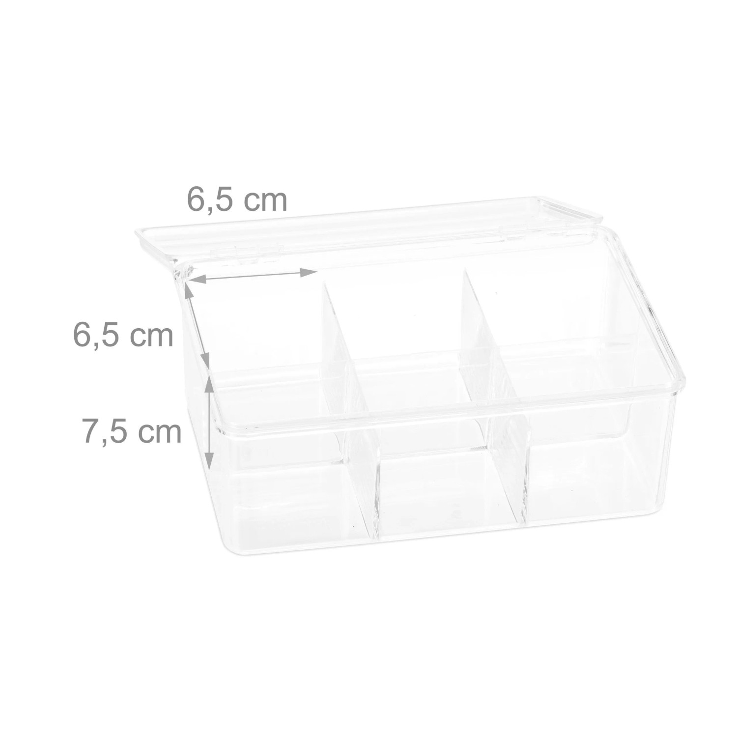 Relaxdays Teebox Kunststoff Transparent mit 6 Fächern 9 cm x 21,5 cm x 14,5 cm 0,25 kg_5