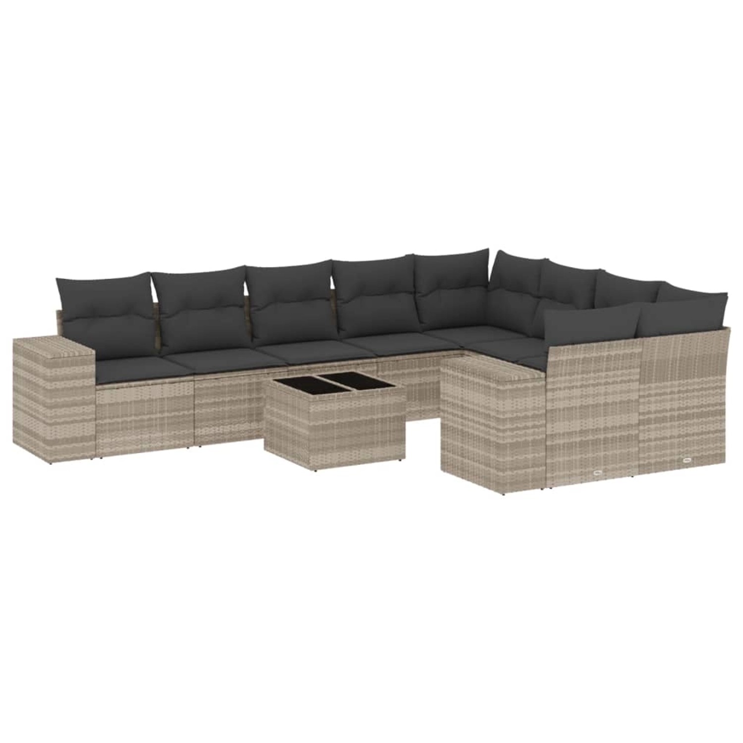 vidaXL 10-Tlg Garten-Sofagarnitur mit Kissen Hellgrau Poly Rattan 3255389 günstig online kaufen