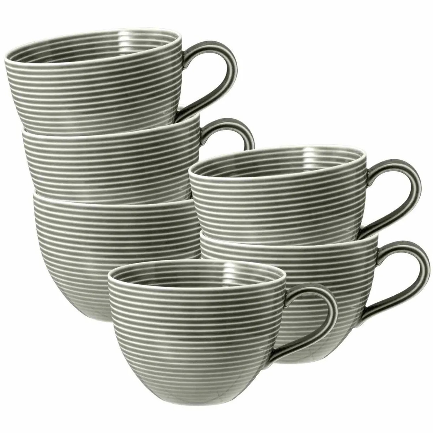Seltmann Weiden Beat Color Glaze Milchkaffeetasse 0,35, 6er Set Perlgrau