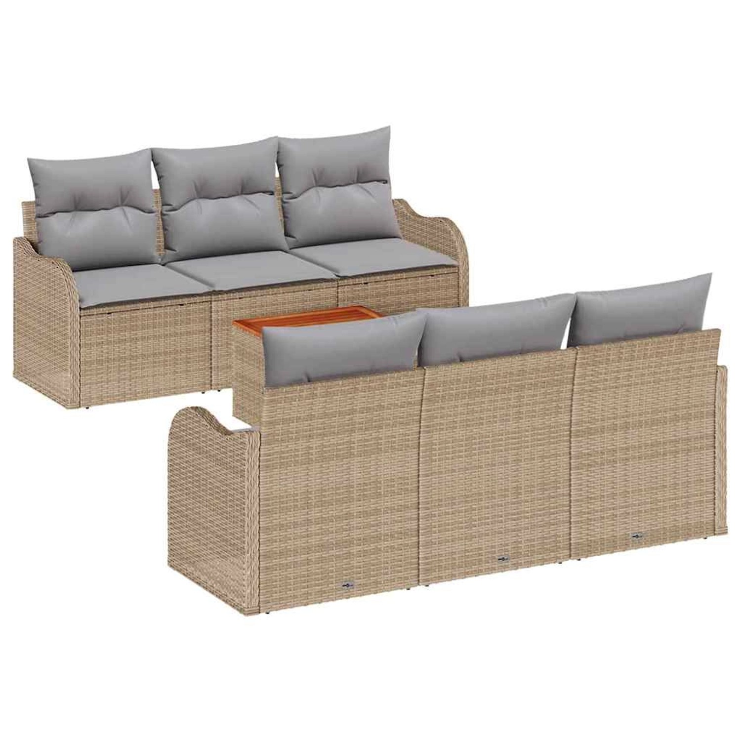 vidaXL Garten-Sofa-Set 7-Tlg Beige Poly Rattan 3347399 günstig online kaufen