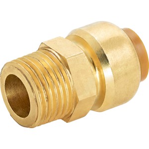 Stecknippel aus Messing, 15 mm x 21 mm (R 1/2), für Gewindefittings in Heizung und Wasserinstallation.