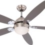 Deckenventilator Azura mit 5 Flügeln in Graphit, Nickel-matt Gehäuse und Opalglas-Leuchte.
