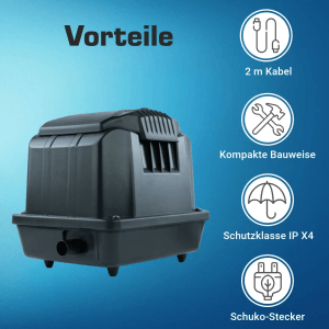 Kerry Electronics Teichbelüfter KEA3600: Membranpumpe für Sauerstoffversorgung im Teich.