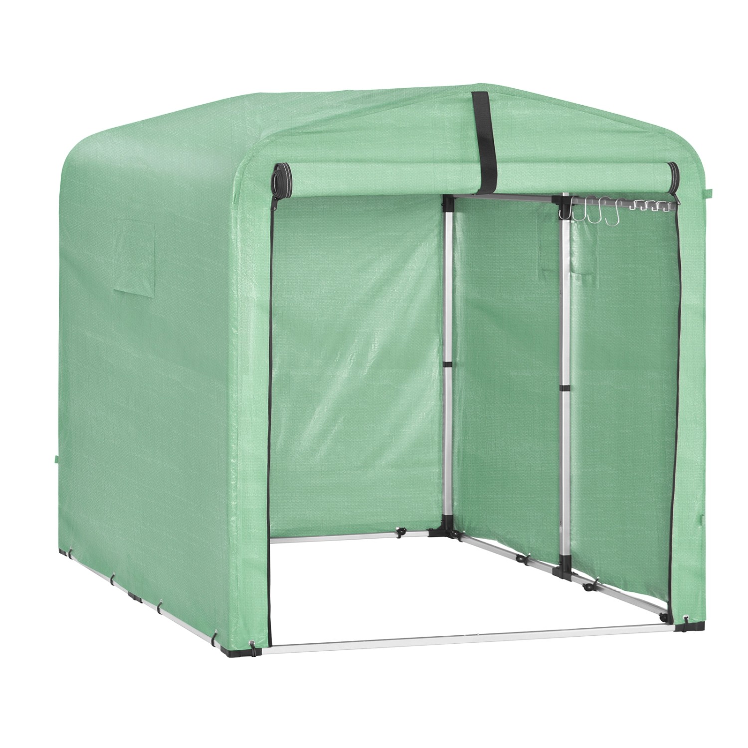 SoBuy Fahrradgarage für 2-4 Fahrräder Geräteschuppen mit UV-Schutz 159x165x219cm Grün KLS11-L-GR