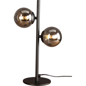 Moderne, schwarze Eco-Light Tischleuchte Neptun mit zwei Glas-Leuchtkörpern.