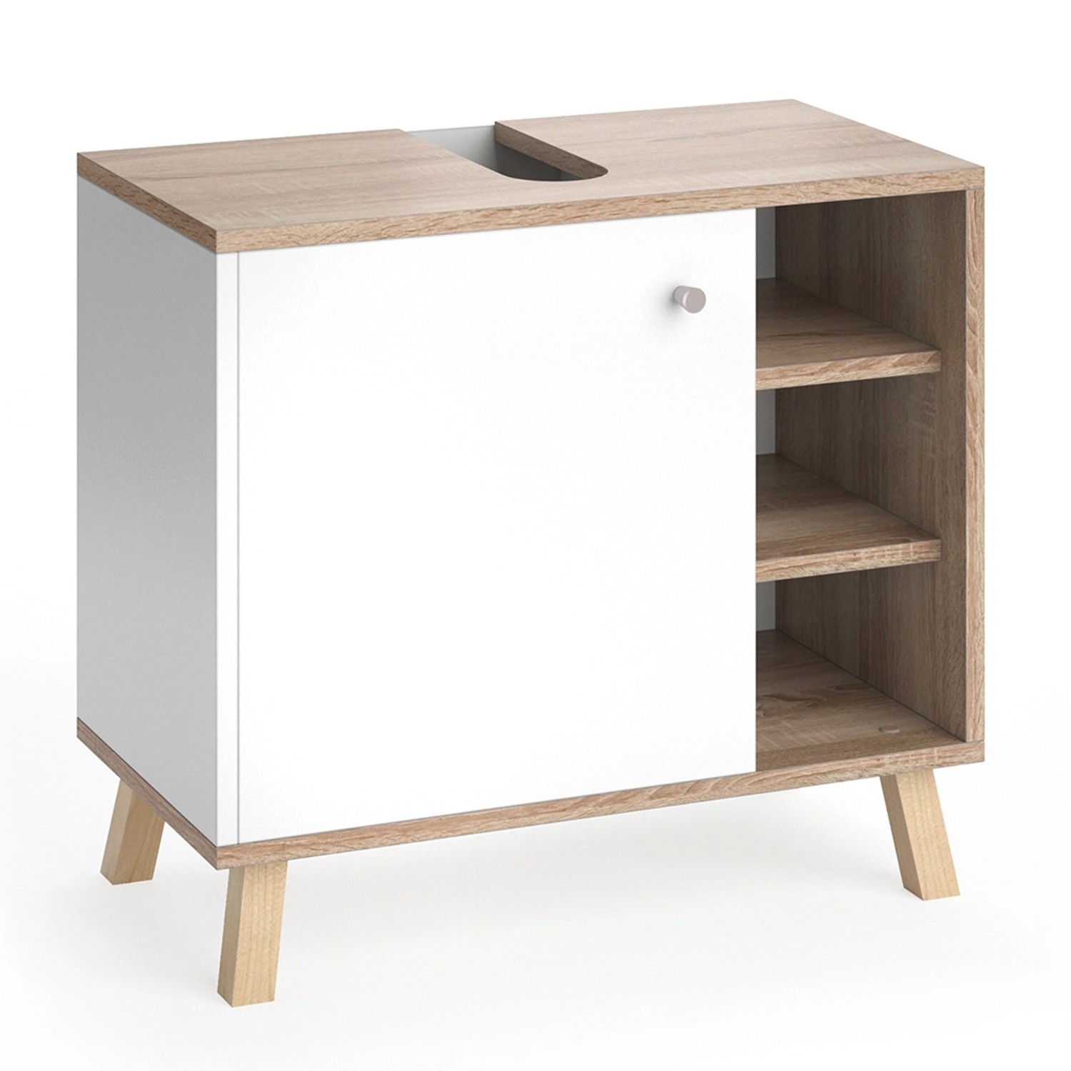 Vicco Waschbeckenunterschrank Senyo Weiß/Sonoma 60 x 54 cm