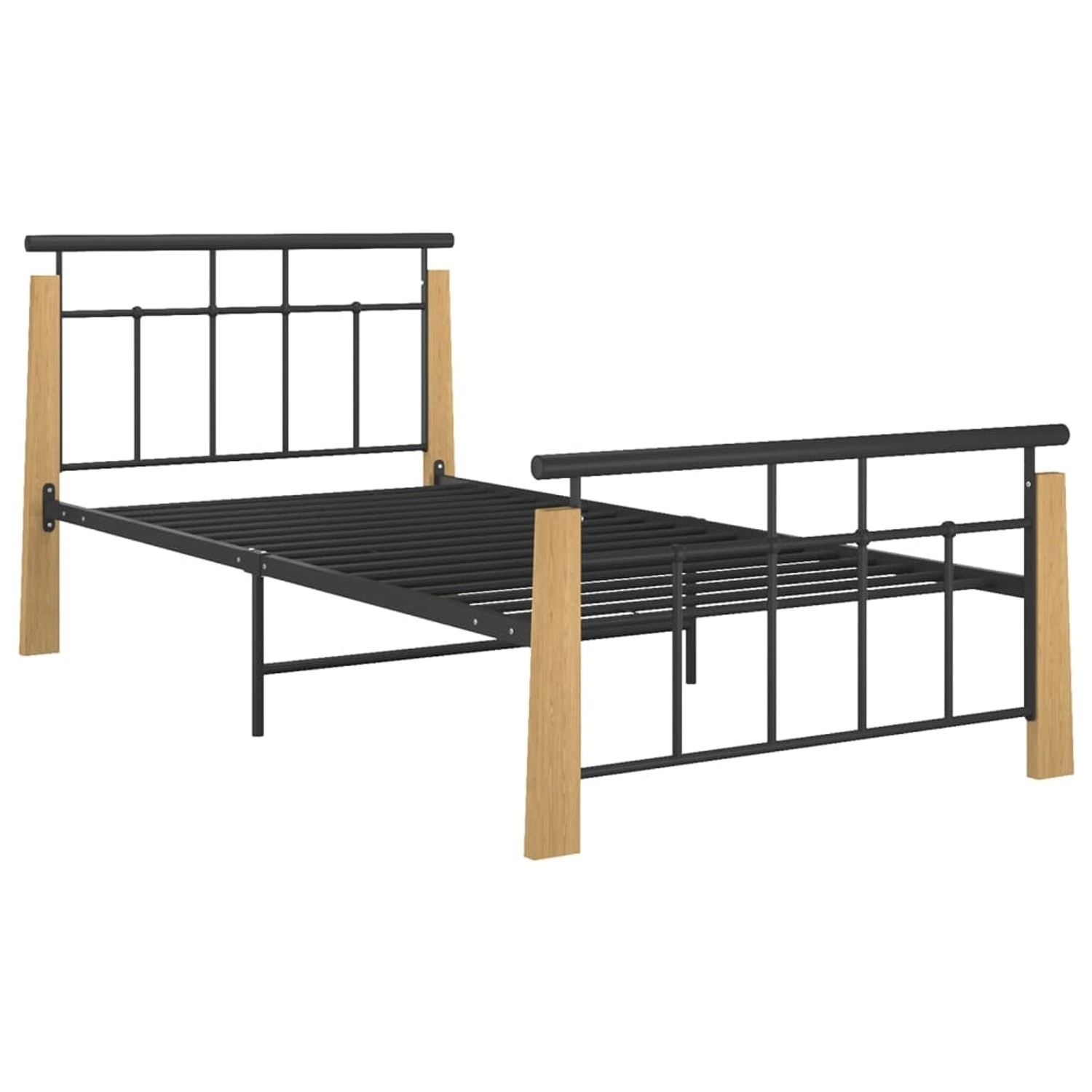 Thumbnail - vidaXL Bettgestell Metall und Massivholz Eiche 100x200 cm Modell 1727889