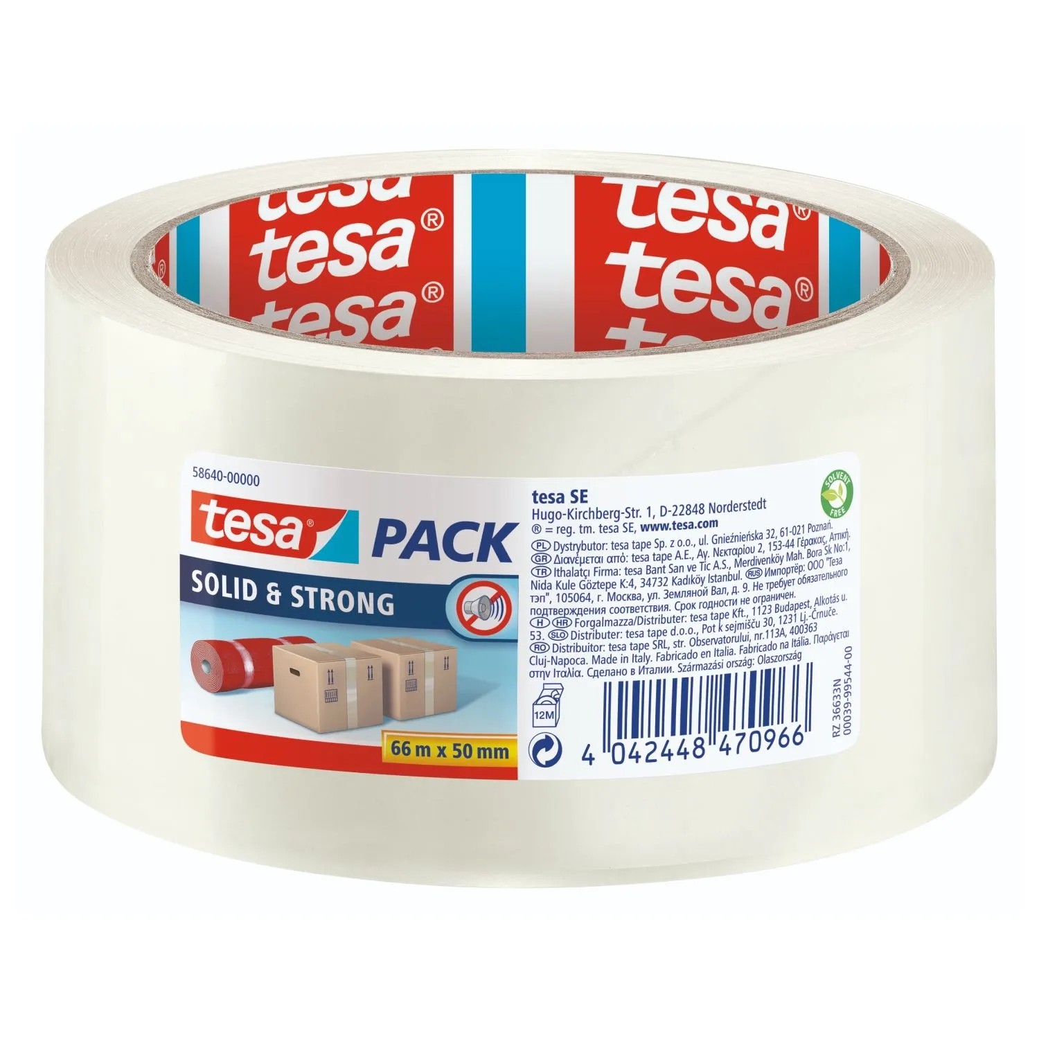Tesa SOLID & STRONG 58640-00000-00 Packband tesapack® Transparent (L x B) 66 m x 50 mm 1 St.