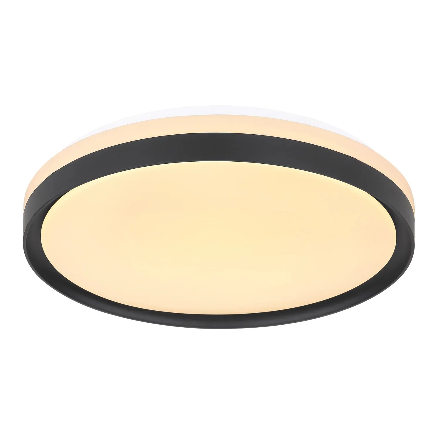 LED-Deckenleuchte Sonny, schwarz/weiß, Ø 39 cm, dimmbar mit Fernbedienung.