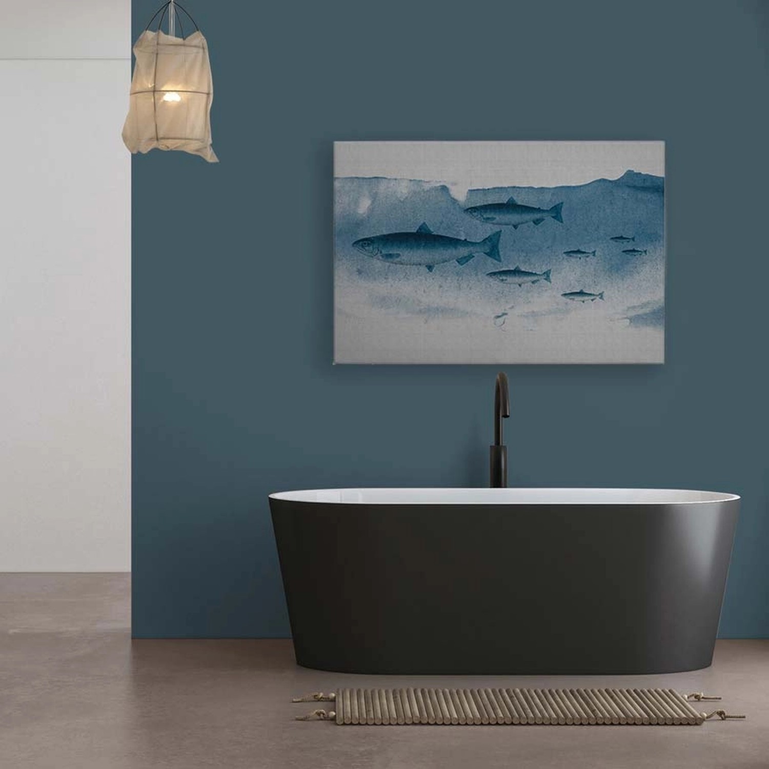Bricoflor Wandbild Mit Fischen Blau Für Badezimmer Und Küche Leinwandbild Unterwasser In 90 X 60 Cm Meer Bild Fischschwa