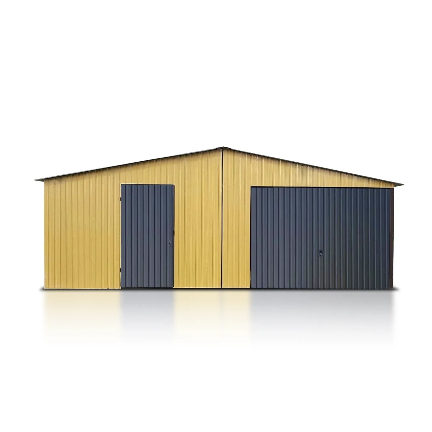 Liderstal Einzelgarage Basic aus Blech 600 x 500 cm Satteldach Schwingtor Sandfarben