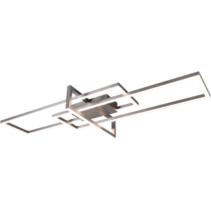 Moderne Trio LED Deckenleuchte Salinas in Nickel matt, geometrisches Design.