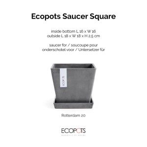 Ecopots Untersetzer Rotterdam Grau 18 x 18 cm