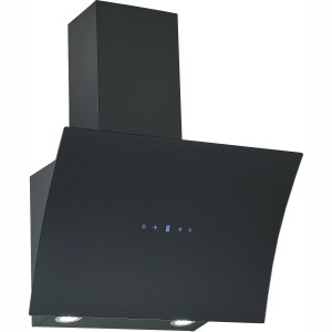 Respekta Alia Konkave Schräghaube, 60cm, Schwarz, mit Glasschirm. Dunstabzugshaube für Wandmontage.