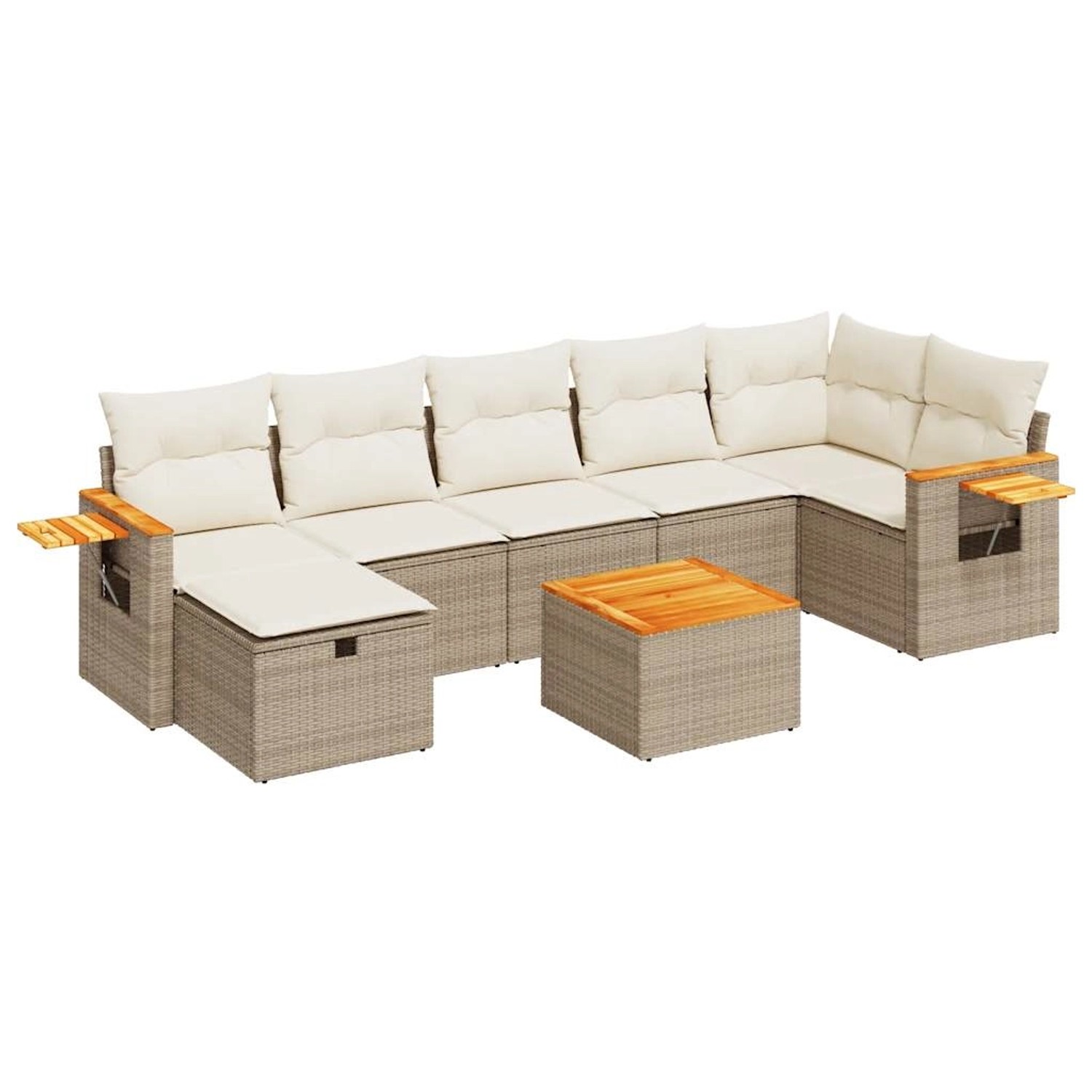 vidaXL 8-Tlg Garten-Sofagarnitur mit Kissen Beige Poly Rattan 3325992 günstig online kaufen