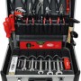 Offener Famex Alu Werkzeugkoffer 429-18 mit 66-tlg. Steckschlüsselsatz und Werkzeugen.