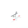 Silberne Wiltec Airbrush Pistole Typ 136T Double Action mit 3ml Farbbecher, Düsen 0,2-0,5mm und Zubehör für präzise Sprüharbeiten.