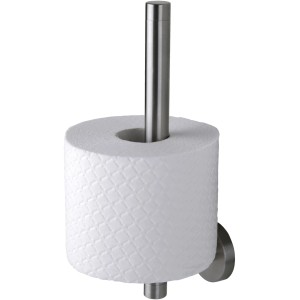 Tiger Boston Reserverollenhalter aus gebürstetem Edelstahl mit einer Toilettenpapierrolle.