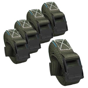 5 anthrazitfarbene TRUTZHOLM Spanngurte mit Klemmschloss, je 2,5m lang und bis 250kg belastbar.