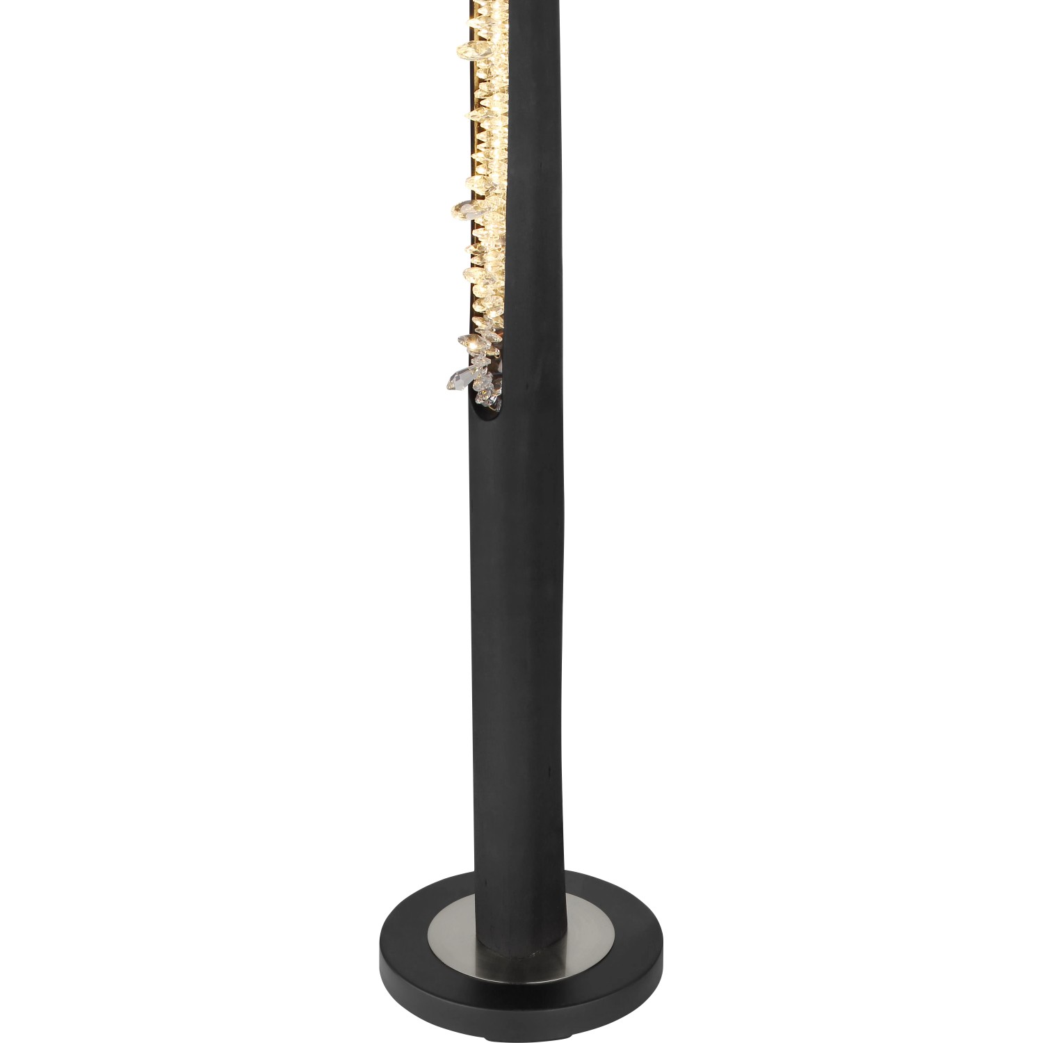 Schwarze Globo LED-Stehlampe Felicitas mit Acrylkristallen, 151 cm hoch. Moderne Design-Stehleuchte.
