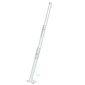 PROREGAL Sprossen-Seilzugleiter, 3x16 Sprossen, mit Traverse für sicheren Stand. Aluminium Leiter für Profis.
