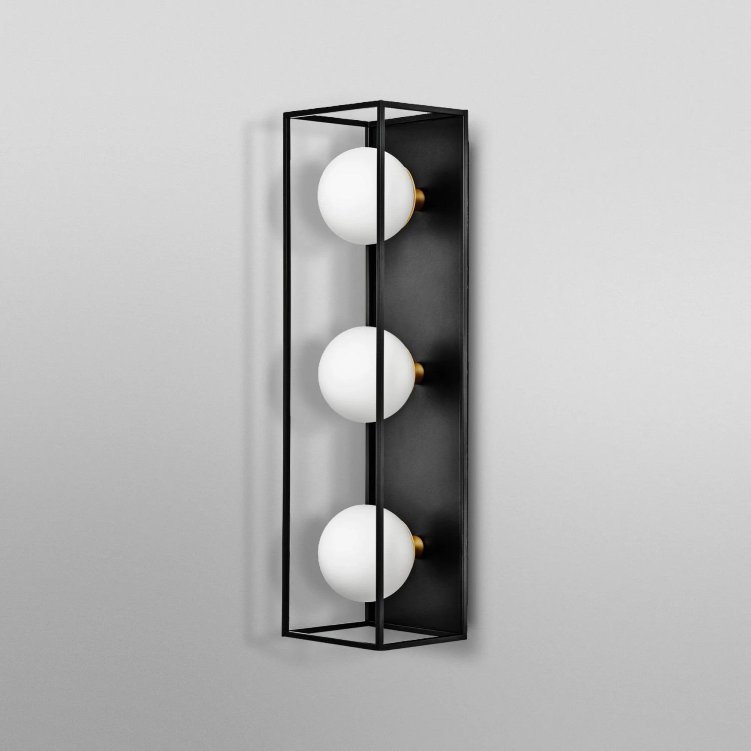 Ledvance Bad-Wandleuchte Decor Square, 3-flammig, schwarz, mit drei runden, weißen Lampen.