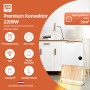 Weißer Kompakt-Konvektor 2200 W mit WiFi und digitaler Anzeige. Elektrisches Heizgerät mit Tragegriff und Standfuß.