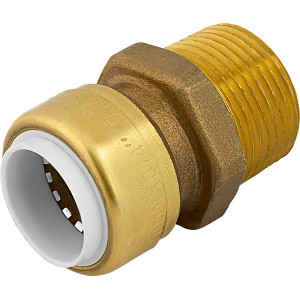 Steck-Übergangsnippel 33 mm aus Messing für sichere Rohrverbindungen.