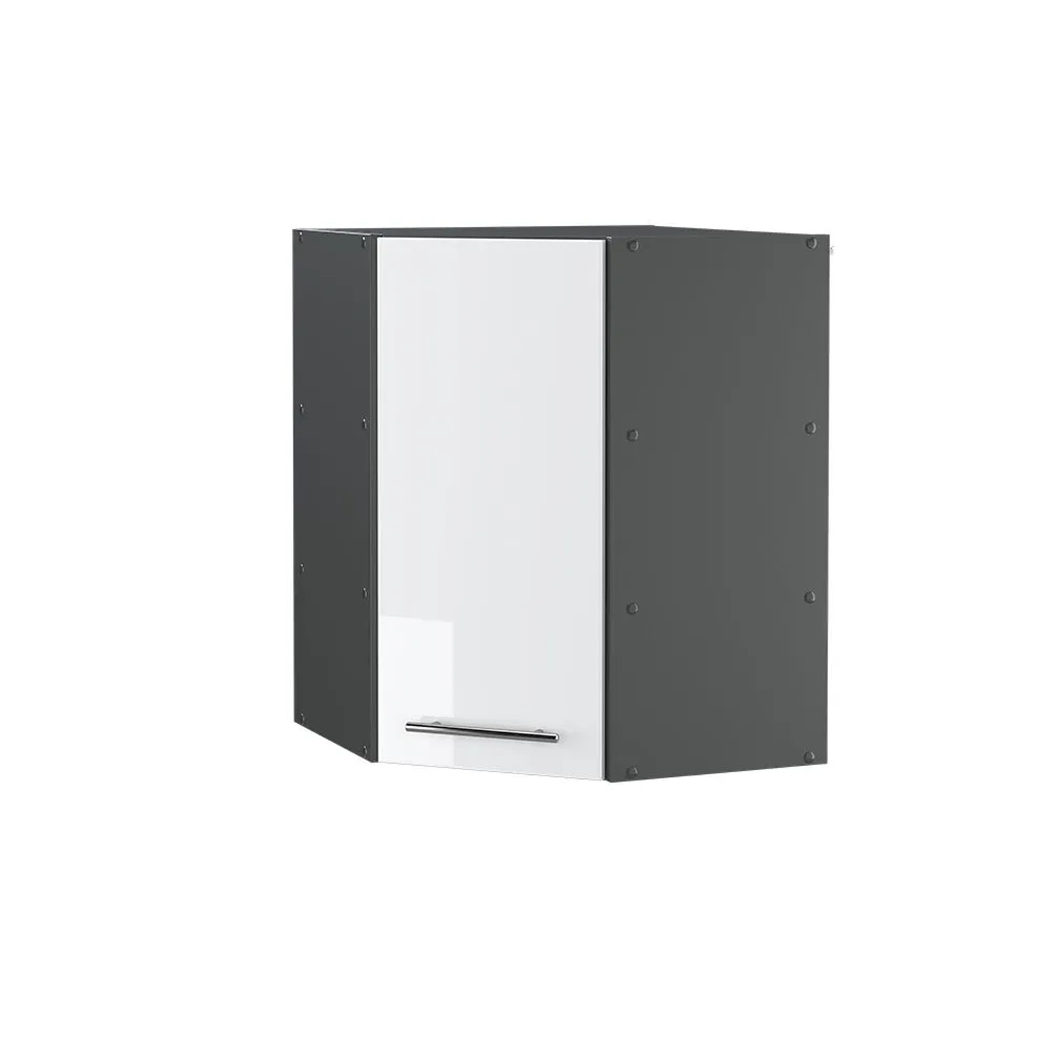 Vicco Eckhängeschrank Fame-Line Küchen-Eckschrank Weiß Hochglanz Anthrazit 57 cm