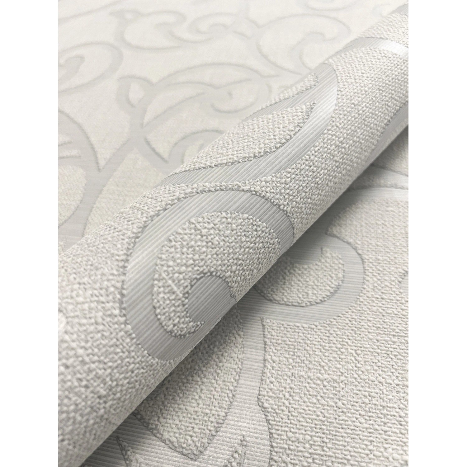 Newroom Vliestapete Varallo Hellgrau Ornamente Vintage Strukturiert FSC® günstig online kaufen