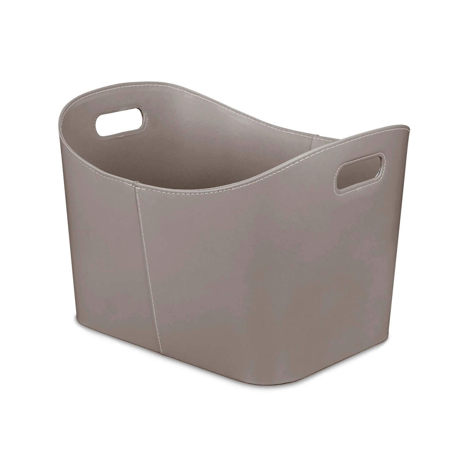 Relaxdays Holzkorb Kunstleder Dunkelgrau Mit Griffen 36 cm x 53,5 cm x 41 cm 1,9 kg