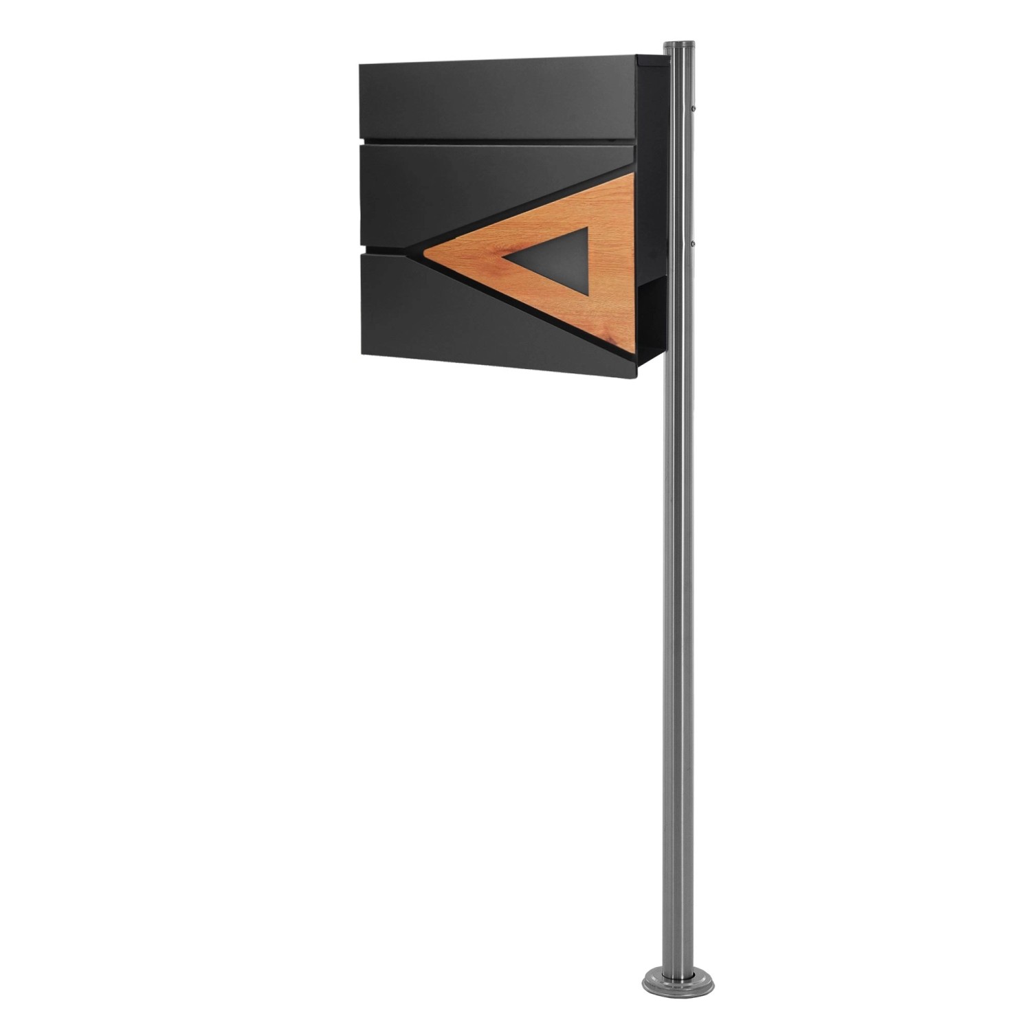 ML-Design Standbriefkasten mit Zeitungsfach Pfosten 120 cm Silber Edelstahl