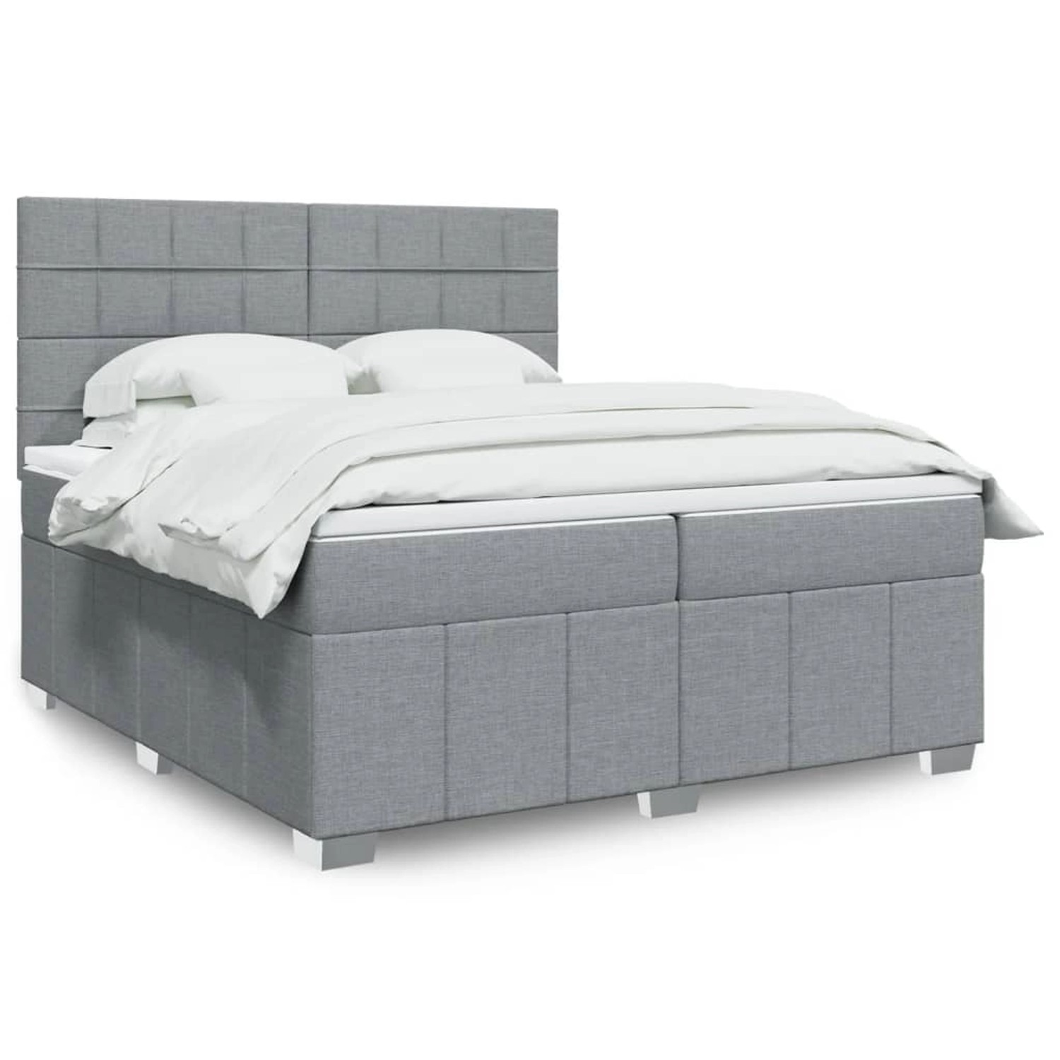 vidaXL Boxspringbett mit Matratze Hellgrau 200x200 cm Stoff 3294075 günstig online kaufen
